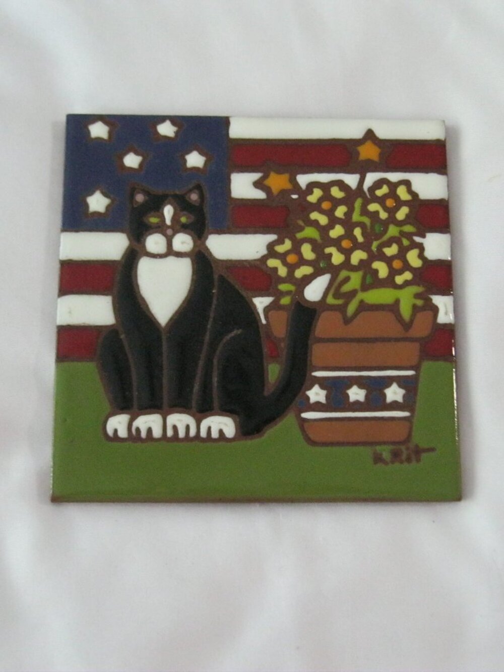 Earthtones Cat Trivet Tile